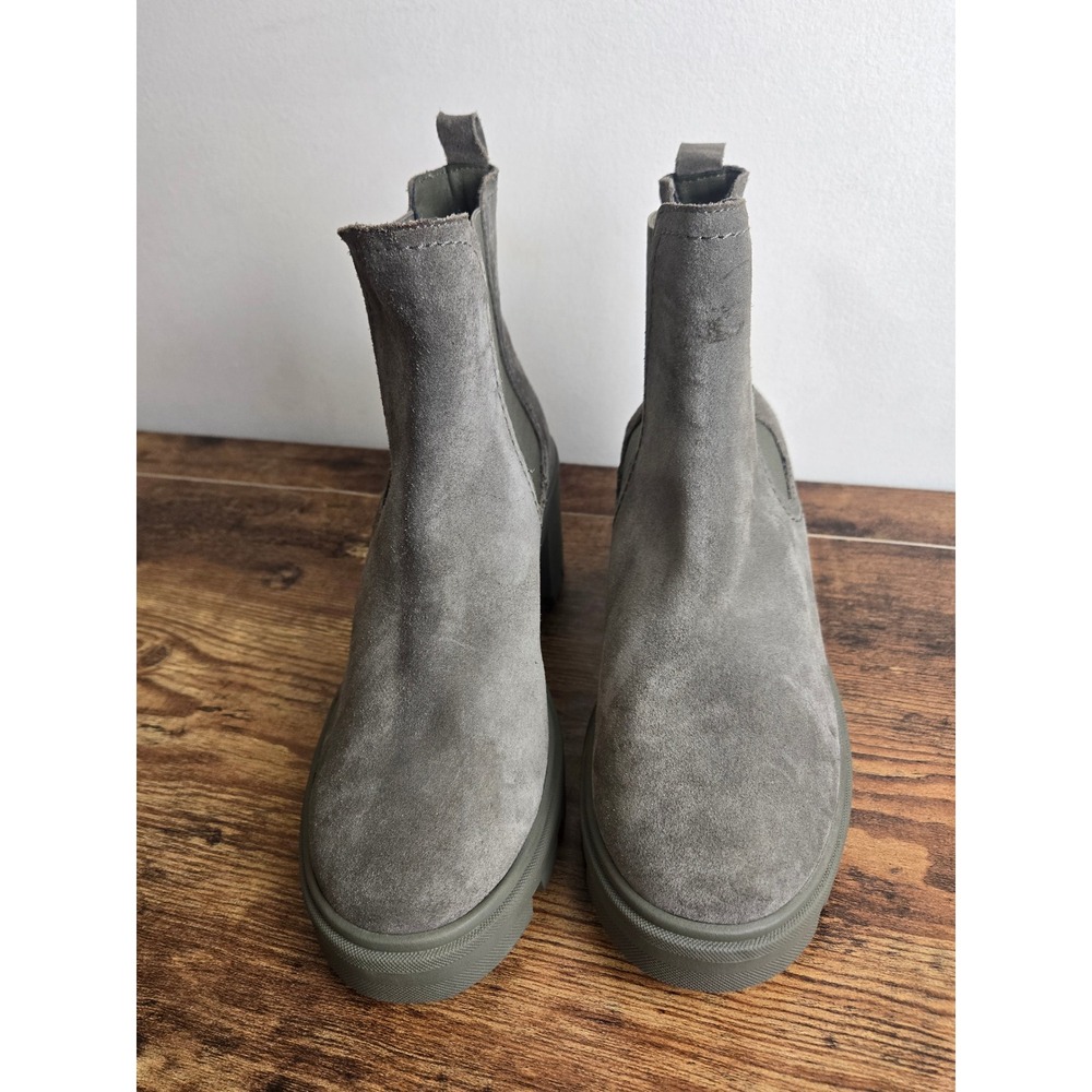 Splendid Melisa Chelsea Boots Olive Green Suede Lug Sole Block Heel 7.5M